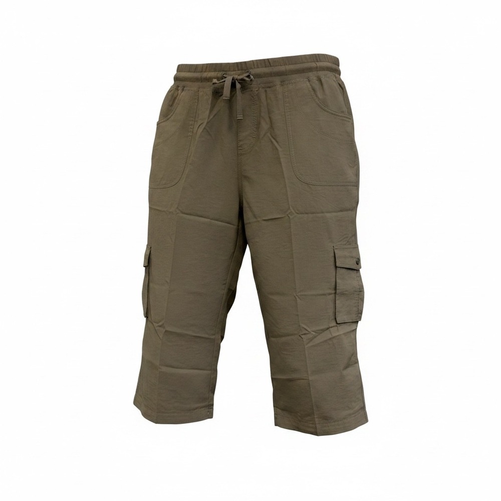 MoFiz Women's Cargo Capri Pants Olive Green Drawstring 2XL Stretch Pockets NWT